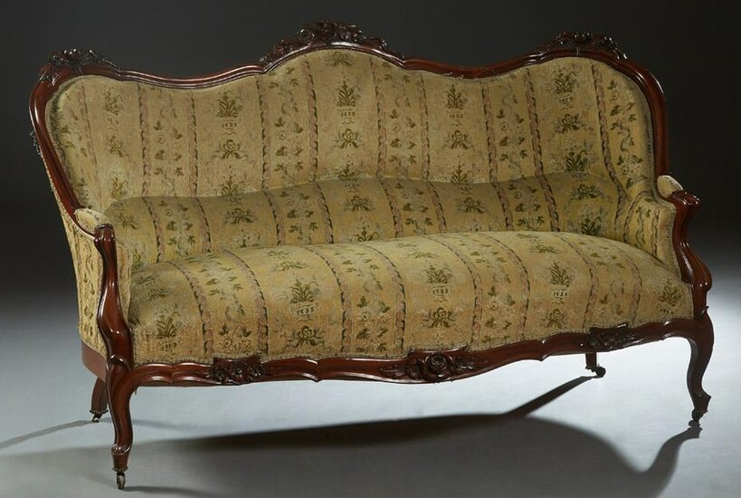French Louis XV Style Carved Mahogany Settee, late 19th