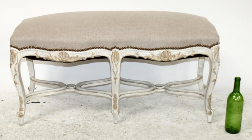 French Louis XV style carved backless bench