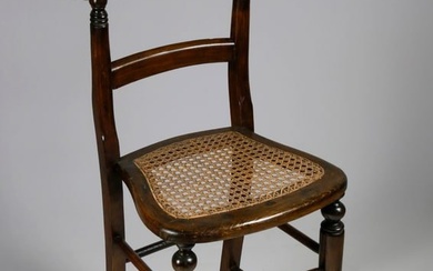 French Mahogany Child's Cane Seat Discipline Chair, 19th Century