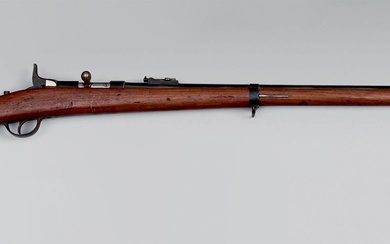 Fusil d'infanterie, canon bronzé marqué : “REMINGTON BOLT GUN PATENT”, poinçonné de Liège, à percussion...