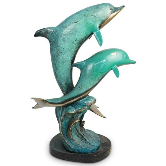 G. Mancini Bronze Dolphin Sculpture