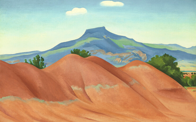 GEORGIA O'KEEFFE (1887-1986) Red Hills with Pedernal, White Clouds