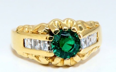 GIA Certified Natural Non Enhancement Green Emerald Mens Ring 18Kt