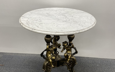 GILT AND MARBLE SIDE TABLE.