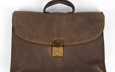 GUCCI LEATHER BRIEFCASE Late 70s Brown leather briefcase General Conditions...