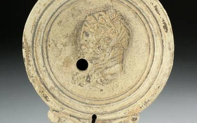 Gallo-Roman Terracotta Oil Lamp w/ Deity - Sucellus
