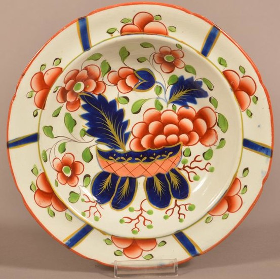 Gaudy Dutch War Bonnet Pattern China Soup Plate.