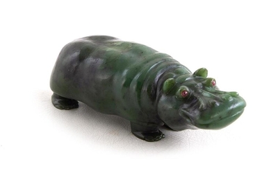 Georg O. Wild carved jade hippopotamus