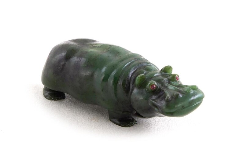 Georg O. Wild carved jade hippopotamus