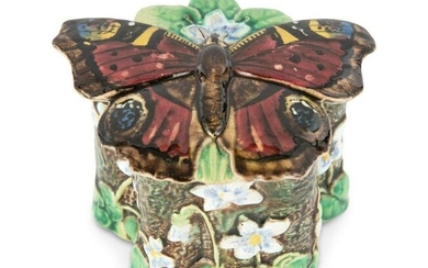 George Jones Majolica Butterfly Pomade / Cosmetic Box