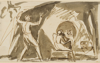 George Romney (1734-1802) Shakespeare's Tempest, Act V, scene i: Miranda and Ferdinand playing chess in Prospero's cell.