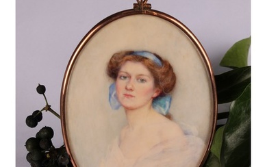 Gertrude Massey (British, 1868-1957), oval portrait miniatur...