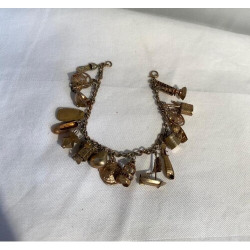 Gold Chinese Charm Bracelet with 21 Charms (very interesting...