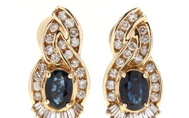 Gold, Diamond, and Sapphire Earrings