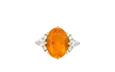 Gold, Fire Opal and Diamond Ring, Asprey