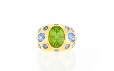 Gold, Peridot and Sapphire Ring