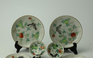 Group of 6 Famille Rose Porcelain Plates and Saucers