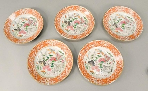 Group of five Famille Rose export plates, China, 18th
