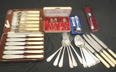 Group silver plated dinner cutlery
