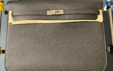 HERMES Kelly Depeche 38 Men's Briefcase Laptop Bag Black New