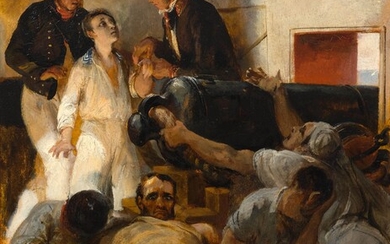 HORACE VERNET(1789 Paris 1863)Étude pour "L'épidémie de choléra à bord de la frégate Melpomène". 1833-1834.Huile...