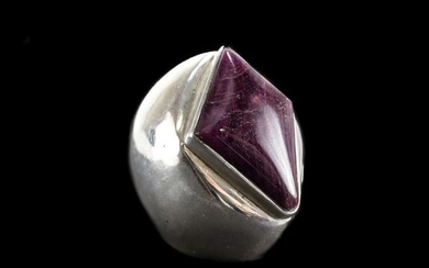 HUGE Purple Sugilite Sterling Silver Modernist Statement Ring sz 7.5