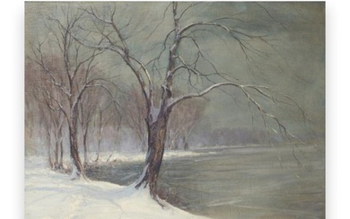 Hal Robinson signed, 'Winter Landscape'. Oil on Canvas