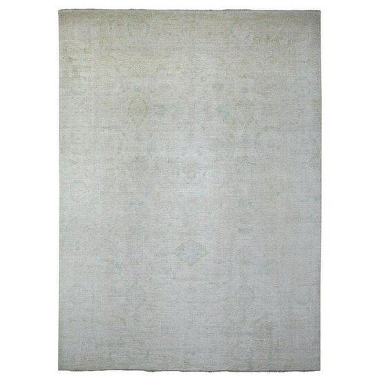 Hand Knotted White Wash Peshawar Extra Soft Wool