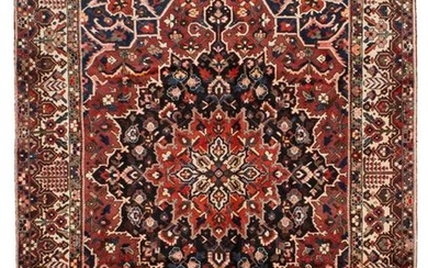 Hand-knotted Bakhtiar Dark Copper Wool Rug 9'7" x 12'7"