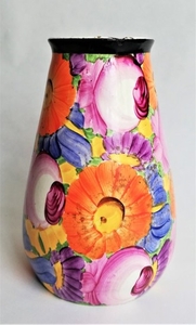 Hand painted flower motif vase ca 1920