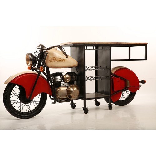 Handmade Indian motorcycle style home bar table. Some featur...