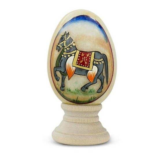Handpainted Russian Royal Horse Marble Egg