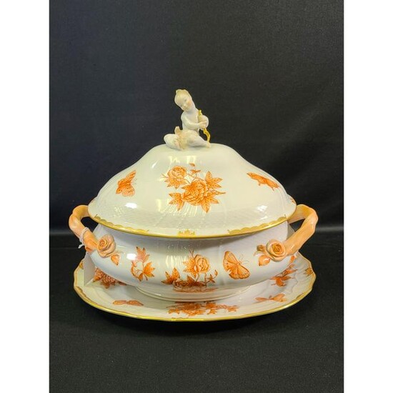 Herend Fortuna Rust Soup Tureen + Underplate VBOH