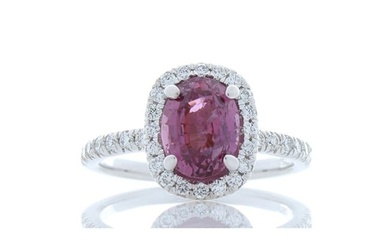 Heritage Gem Studio 2.35 Carat Oval Pink Sapphire and Diamond Cocktail Ring in 18 Karat White Gold