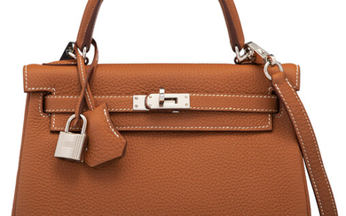 Hermès 25cm Gold Togo Leather Retourne Kelly Bag with...