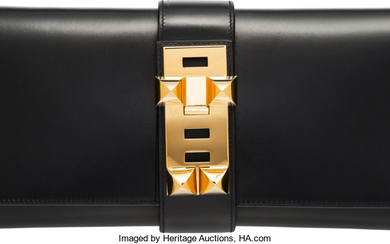 Hermès 29cm Black Calf Box Leather Medor Clutch with...