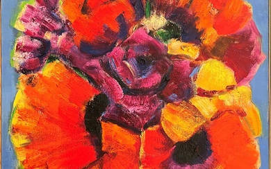 Hubert DAMON (2021),"Bouquet de fleurs", huile sur toile signé en bas à droite, H :...