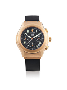 Hublot. A Pink Gold Chronograph Wristwatch with Date