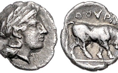 ITALIEN, LUKANIEN / Stadt Thurium, AE 1/6 Stater (425-400 v.Chr.)
