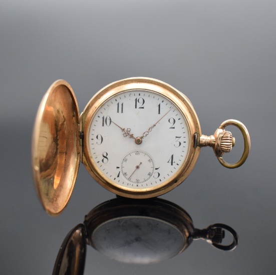 IWC 14k pink gold hunting cased pocket watch,...
