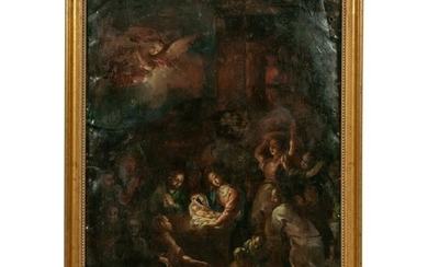 Italian Renaissance Antique Nativity Oil Painting