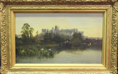 J.B. Allan - Windsor Castle from the River Thames, and Thames River Scene with Figures in Punts, a p