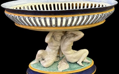 JULES VIEILLARD & CIE; a 19th century French majolica figural...