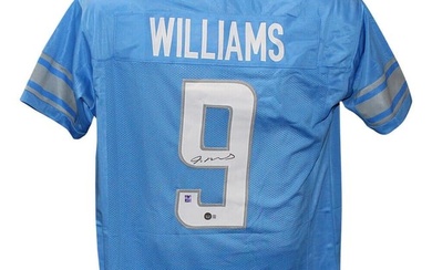 Jameson Williams Autographed/Signed Pro Style Blue XL Jersey Beckett 40164