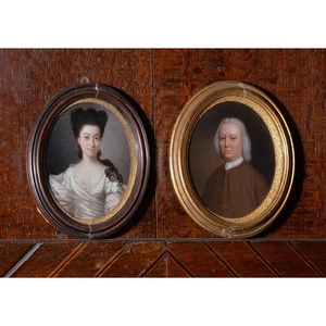 Jan Godfrey (British 18th century) A portrait of a lady ; together with another portrait of a gentleman by a different hand