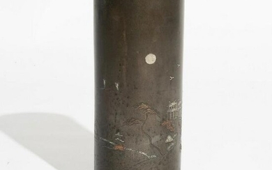 Japanese mixed metal and bronze vase