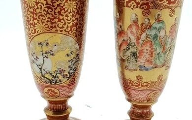 Japanese satsuma good quality pair of vases with 6 character...