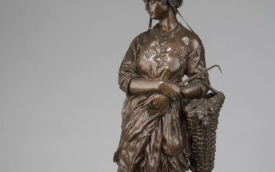 Jean-Baptiste CARPEAUX (1827-1875) La pêcheuse vignots Modèle créé en 1874. Bronze à patine brun rouge....
