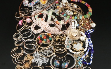 Jewelry Assortment Including Sterling, Gold-Filled and Rhinestones