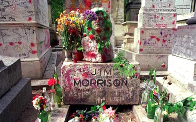 Jim Morrison Grave, Pere Lachaise, Paris, August, 1987.
